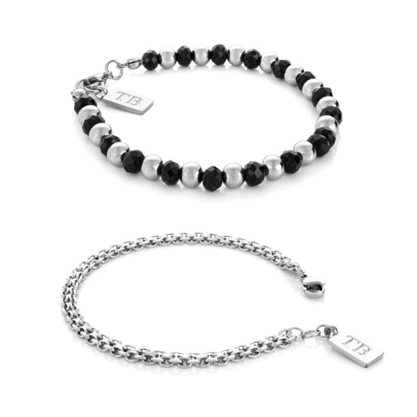 Conjunto de Pulseiras para Homem em aço inoxidável - Twobrothers - Conjunto Pulseira Clark e Pulseira Crawford - Pulseiras Masculinas