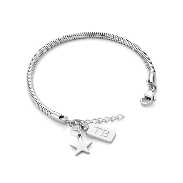 Pulseira com estrela para Mulher em aço inoxidável - Twobrothers Inver - pulseira em aço inoxidável para mulher - pulseira feminina elegante e discreta