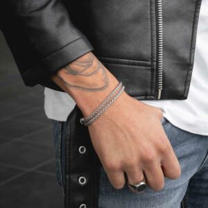 Pulseira para Homem em Aço Inoxidável - Pulseira dupla para homem - marca portuguesa Twobrothers - Pulseira Sanford - Pulseiras masculinas com estilo - Pulseiras em aço inoxidável duplas para homem