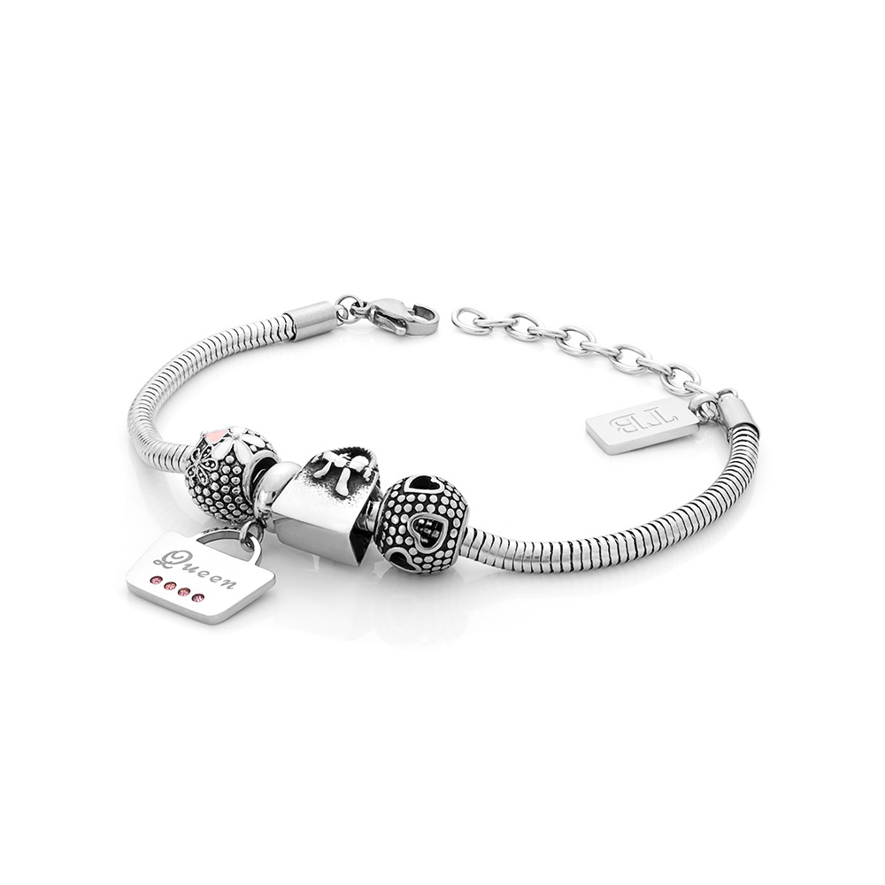 Pulseira para Mulher em aço inoxidável - Twobrothers Isabella - pulseira em aço inoxidável para mulher - pulseira feminina elegante e discreta - Pulseira com pendente queen