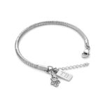 Pulseira com mão de fátima para Mulher em aço inoxidável - Twobrothers Winona - pulseira em aço inoxidável para mulher - pulseira feminina discreta e elegante - Pulseira com pendente Hamsá para mulher