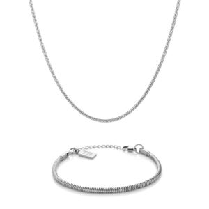 Conjunto de Pulseira e Colar em Aço inoxidável para Mulher - Twobrothers - Conjunto Pulseira Quincy e Colar Kyara