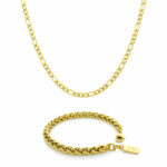 Conjunto de Pulseira Dourada e Colar Dourado para Homem - Twobrothers - Conjunto Pulseira Memphis e Colar Cortland Gold