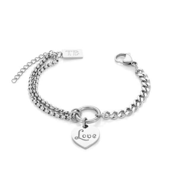 Pulseira com Coração Love para Mulher em aço inoxidável - Twobrothers Pulseira Sicília