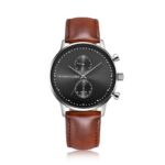 Relógio Exclusive Chrono Clinch para homem com bracelete em pele genuína castanha.