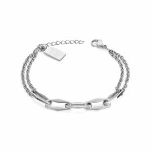 Pulseira Emily com duas correntes em aço inoxidável elegante para mulher, produzida pela marca Twobrothers sediada em Portugal.