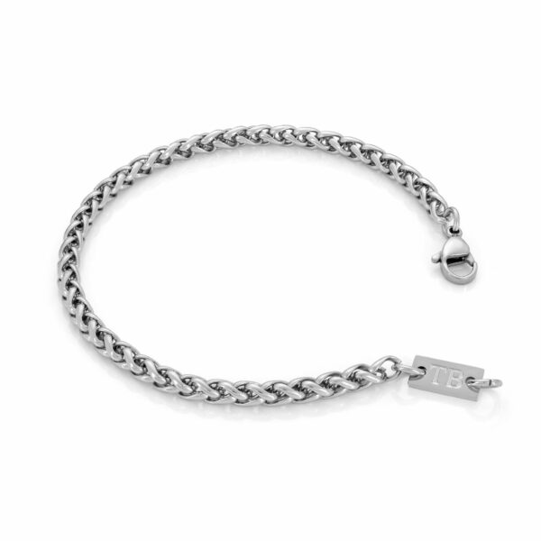 Pulseira Collin para homem em aço inoxidável prateado para um estilo simples e discreto da marca twobrothers em portugal.