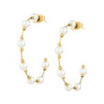 Brinco para Mulher Pearl Gold, em aço inoxidável dourado e pérolas, da marca Twobrothers.