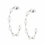 Brinco para Mulher Pearl, em aço inoxidável prateado e pérolas brancas, da marca Twobrothers.