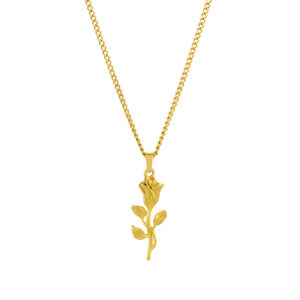 Colar Portland Gold em aço inoxidável Dourado, para mulher, com pendente em forma de rosa da marca Twobrothers.